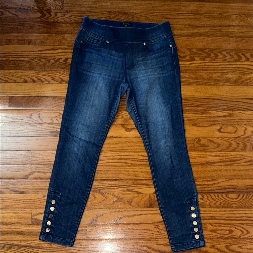 Women's Pregnancy Blue Jeans with Button Detail